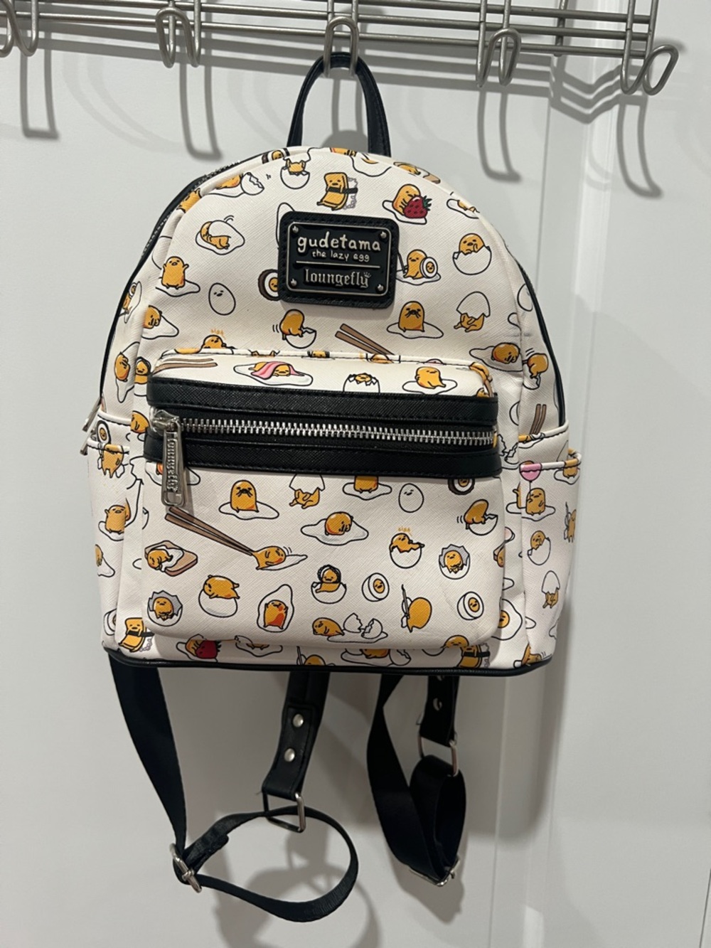 Loungefly White & Yellow Gudetama The Lazy Egg Mini Backpack